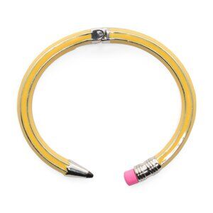 NEW BETSEY JOHNSON Enamel Pencil Bangle Bracelet Yellow 725 1m6